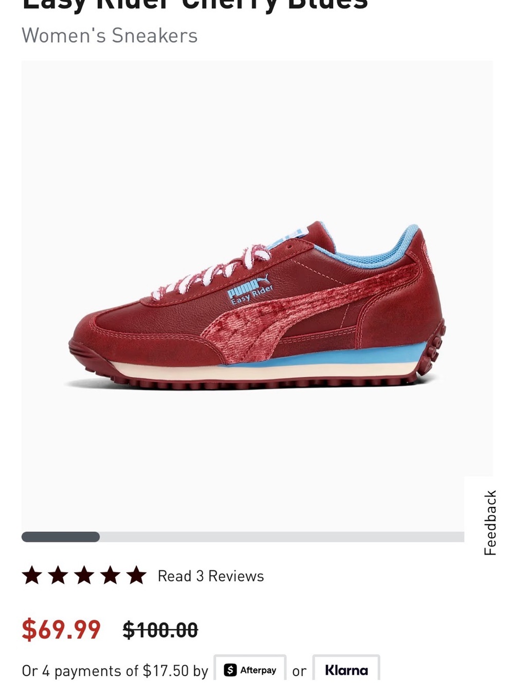 Puma Easy Rider Sneakers in Cherry Red with Sky Blue Accents